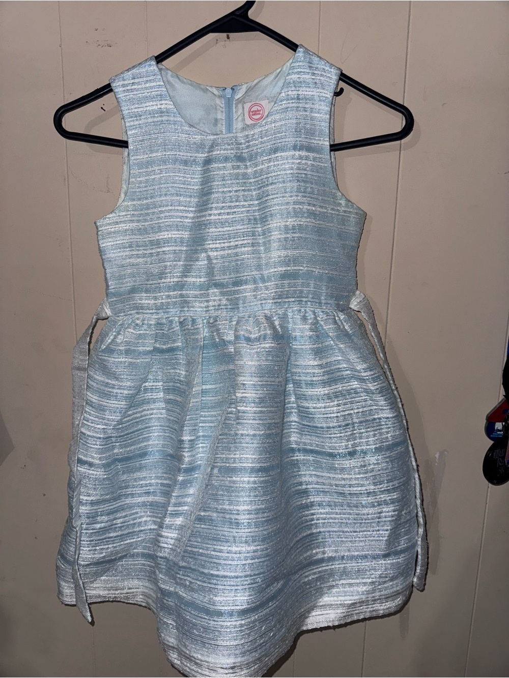 wonder nation Light Blue Shimmer Striped Party Dress